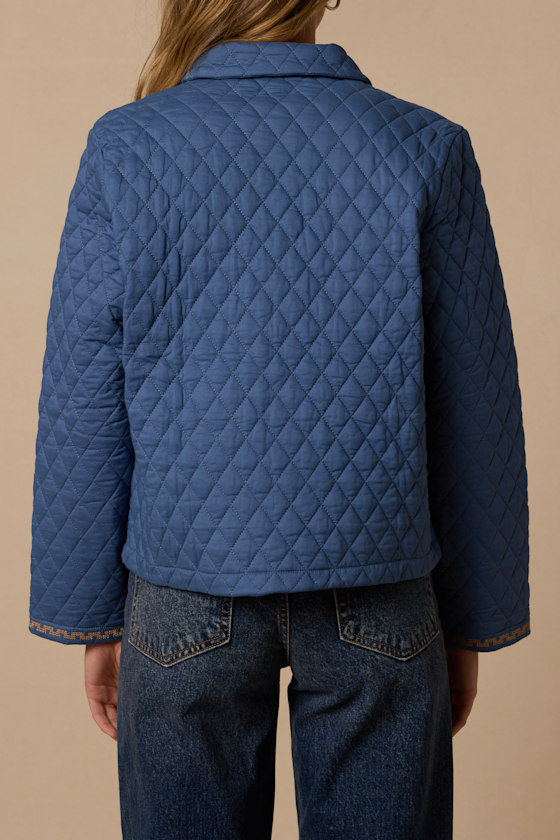Neve Blue Embroidered Quilted Jacket - thumbnail 3