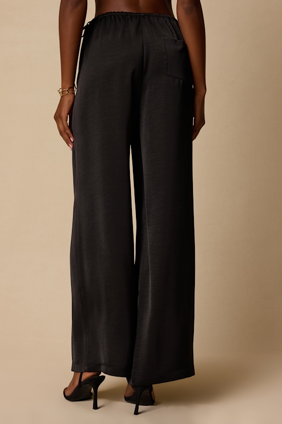 Amala Black Satin Mid-Rise Wide-Leg Pants - thumbnail 4