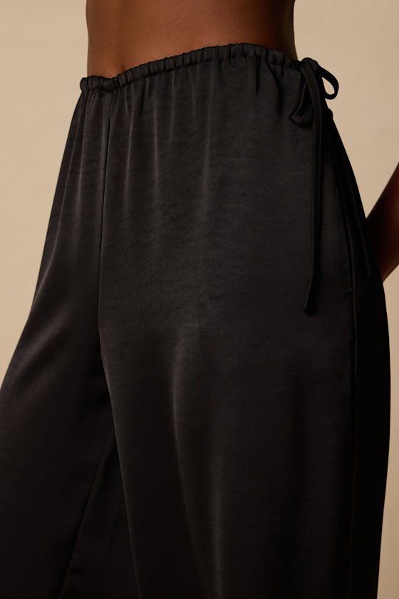Amala Black Satin Mid-Rise Wide-Leg Pants - thumbnail 5