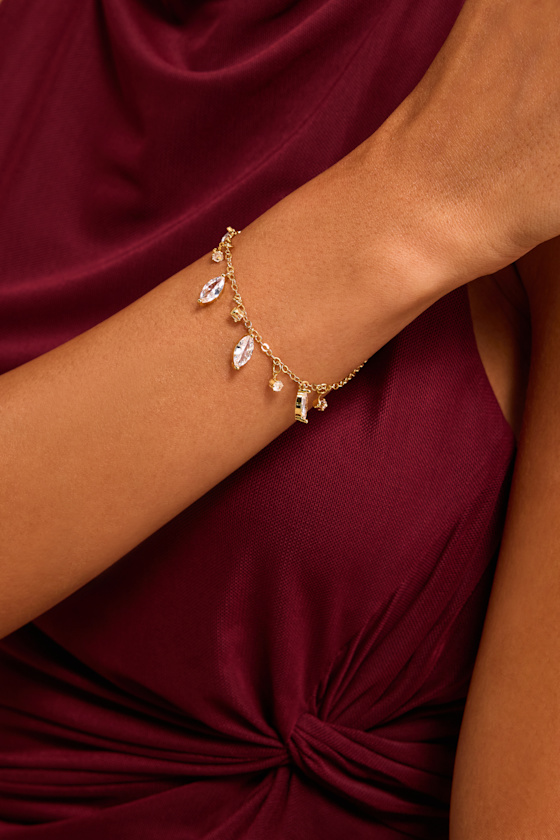 Gladys Gold Rhinestone Charm Bracelet