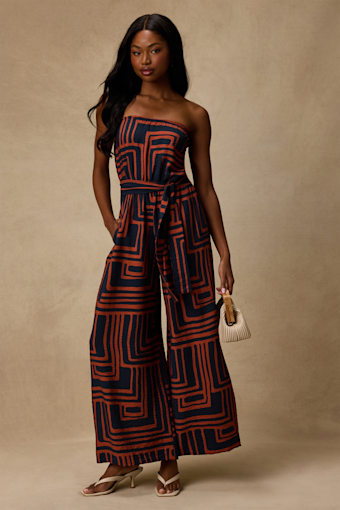 Lanora Navy Abstract Print Wide-Leg Jumpsuit 1
