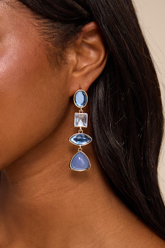 Blair Blue Rhinestone Drop Earrings 1
