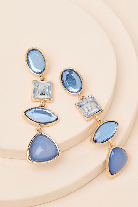 Blair Blue Rhinestone Drop Earrings - thumbnail 4