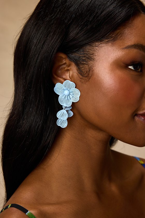 Elle Blue Floral Drop Earrings 1