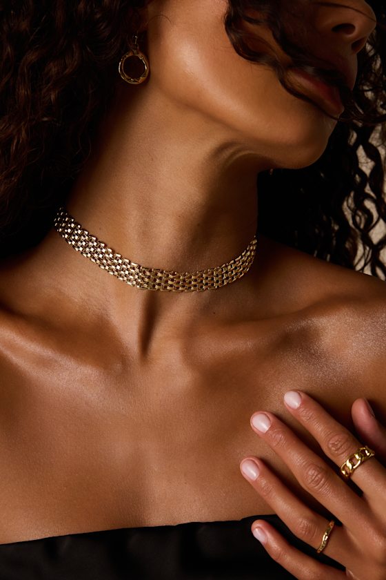 Briley Gold Panther Link Choker Necklace - thumbnail 3