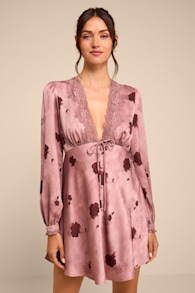 Makani Mauve Floral Satin Bustier Maxi Dress 1