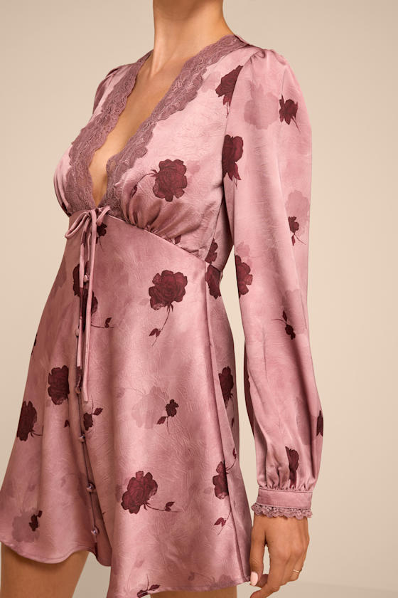 Makani Mauve Floral Satin Bustier Maxi Dress 2