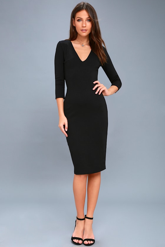 Style and Slay Black Bodycon Midi Dress 1