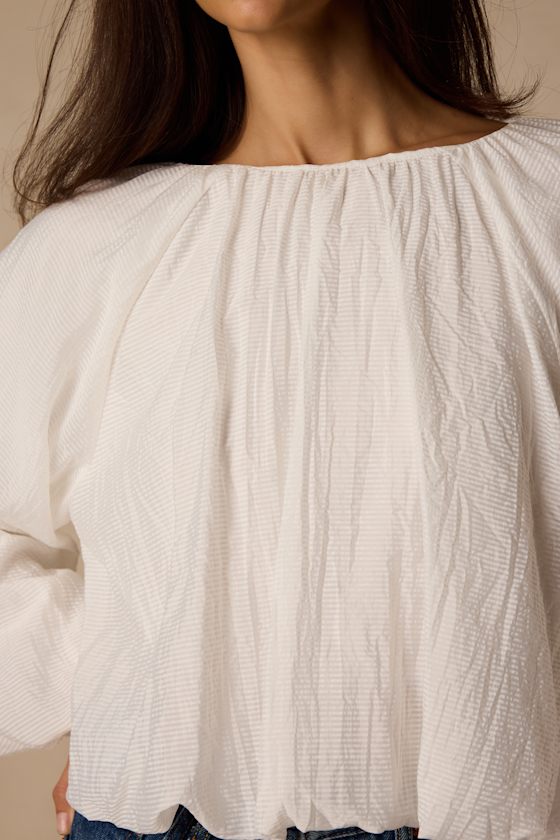 Mavis Ivory Striped Balloon Sleeve Top - thumbnail 4