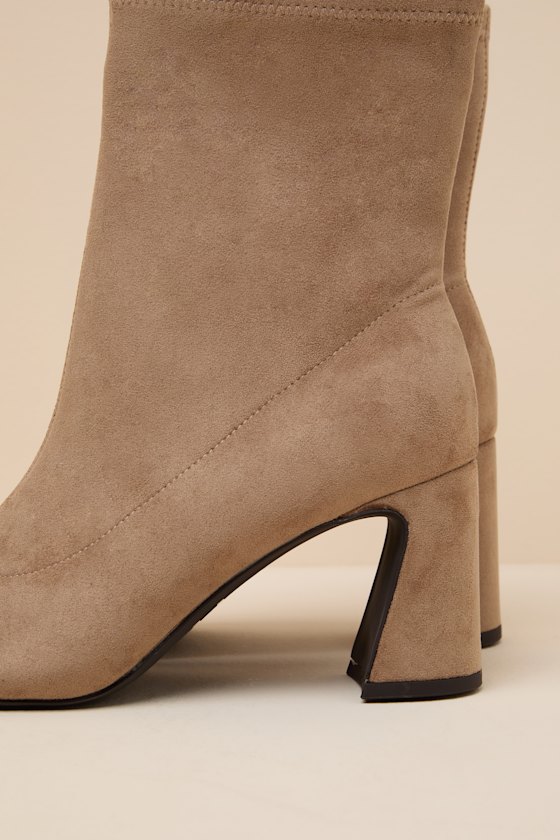 Brea Taupe Suede High Heel Booties - thumbnail 6