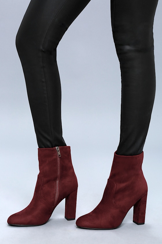 Chic Burgundy Boots MidCalf Boots Vegan Suede Boots Lulus