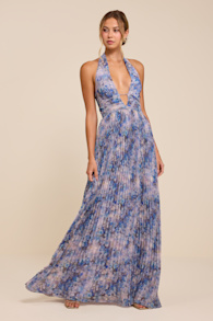Gemma Blue Floral Chiffon Maxi Dress 2