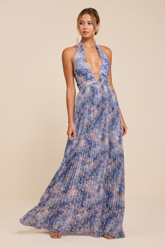 Gemma Blue Floral Chiffon Maxi Dress 2