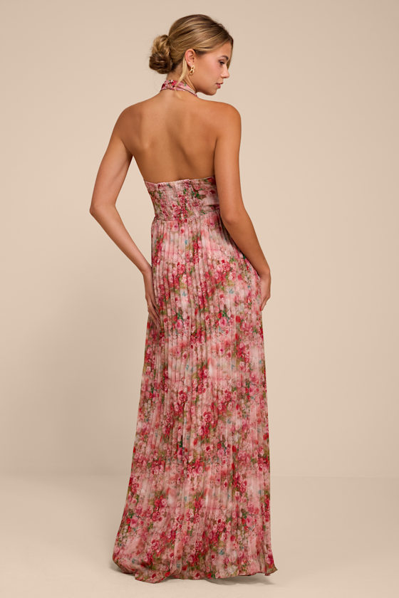 Gemma Pink Floral Chiffon Maxi Dress 4
