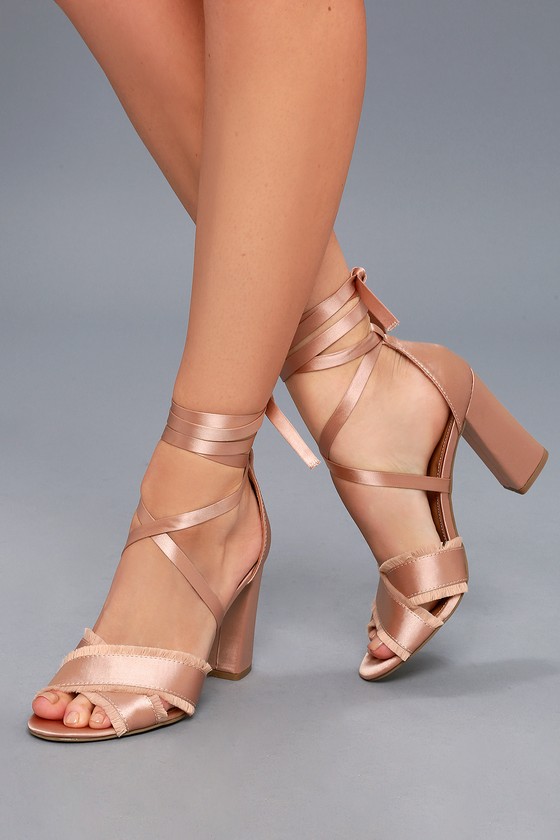 satin lace up heels