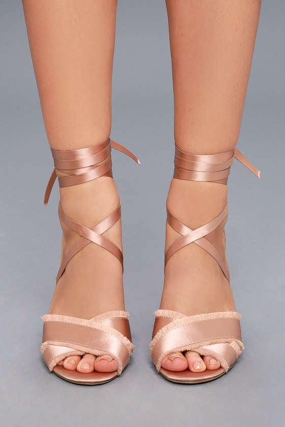 satin lace up pumps