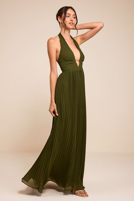 Gemma Olive Green Chiffon Maxi Dress - thumbnail 4