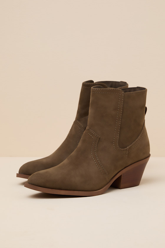Ester Olive Suede Ankle Boots - thumbnail 5