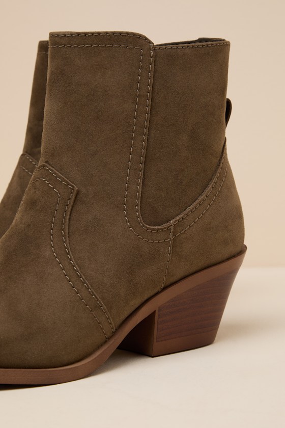 Ester Olive Suede Ankle Boots - thumbnail 6