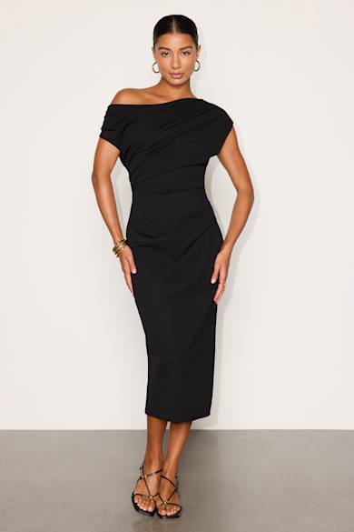 long silk dress black STAUD, Evangeline Midi in Black, Size 4 ready look SELL TIER_D TIER Size:US12-UK14-EUR42 Seeing That Black Dress