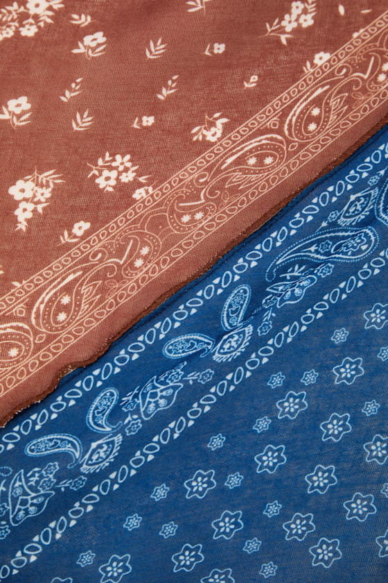 Jovie Blue and Brown Beaded Bandana Scarf Set - thumbnail 6
