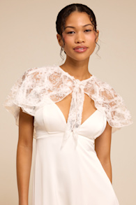 Alin Ivory Lace Sequin Shoulder Cape 1