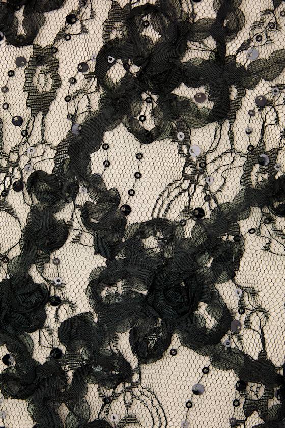 Alin Black Lace Sequin Shoulder Cape - thumbnail 5