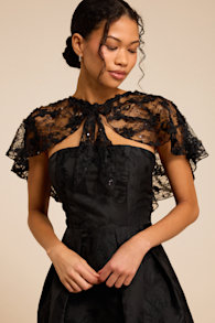 Alin Black Lace Sequin Shoulder Cape 1