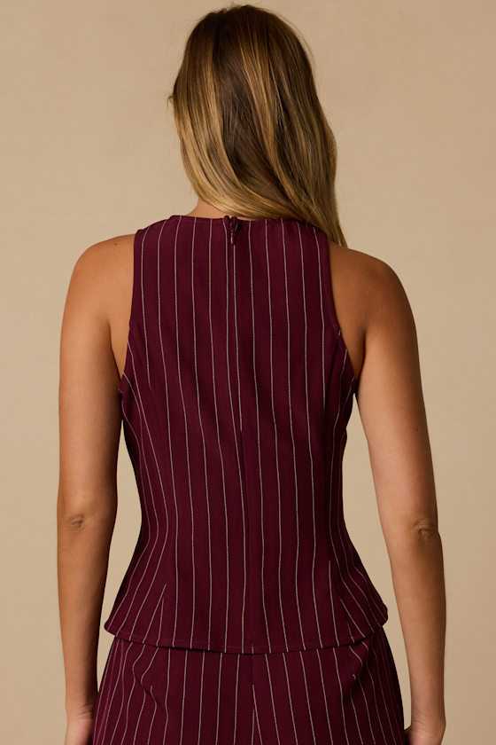 Enterprise Burgundy Pinstriped Tank Top - thumbnail 3