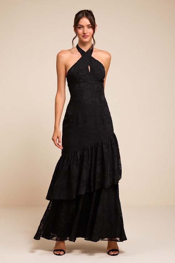 Eloria Black Halter Maxi Dress 1