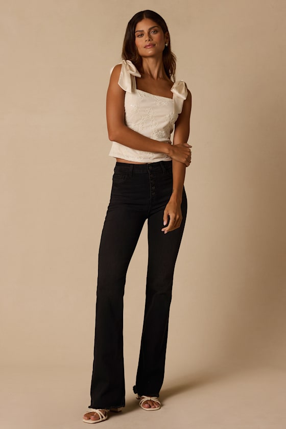 Robbie Ivory Sequin Tie-Strap Tank Top - thumbnail 4