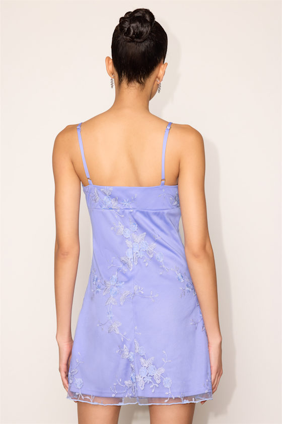 Sandia Lavender Embroidered Sleeveless Mini Dress - thumbnail 3