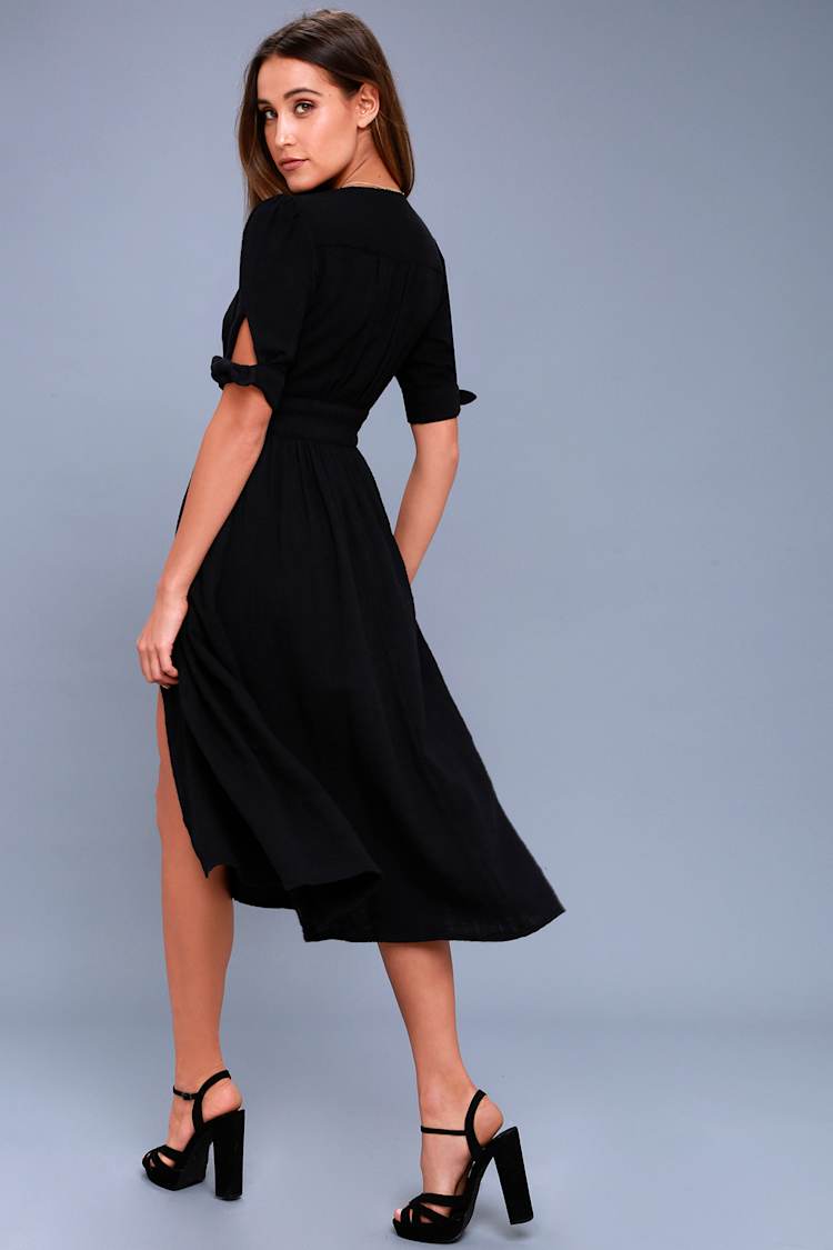 knee length dresses for ladies 100% Cotton Orange Floral Button Front Midi Dress - All Dresses