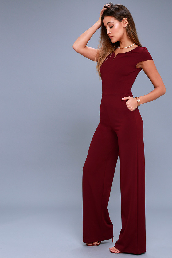 Goal-Getter Burgundy Short Sleeve Jumpsuit 2
