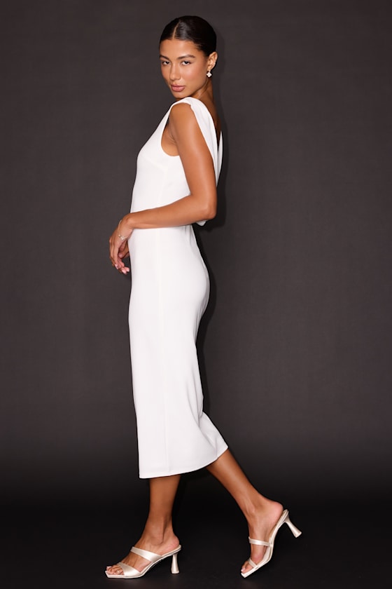 Sullivan White Cowl Back Midi Dress - thumbnail 5