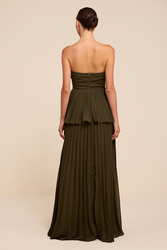 Daniela Olive Pleated Strapless Maxi Dress - thumbnail 3