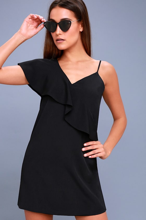 Time of Your Life Black Asymmetrical Shift Dress 3