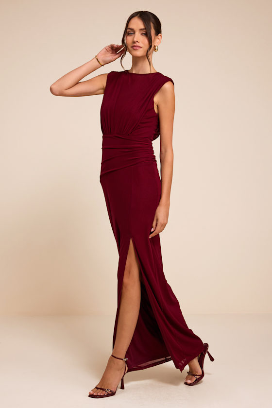 Beatrix Berry Plunge Maxi Dress - thumbnail 4