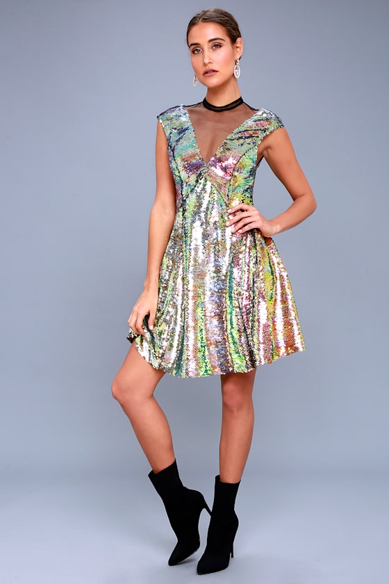 Dance Til Dawn Green Sequin Skater Dress 3