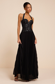 Dame Black Lace Bustier Maxi Dress 1
