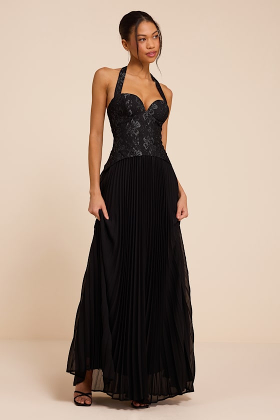 Dame Black Lace Bustier Maxi Dress 1