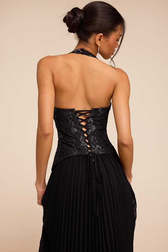 Dame Black Lace Bustier Maxi Dress - thumbnail 5