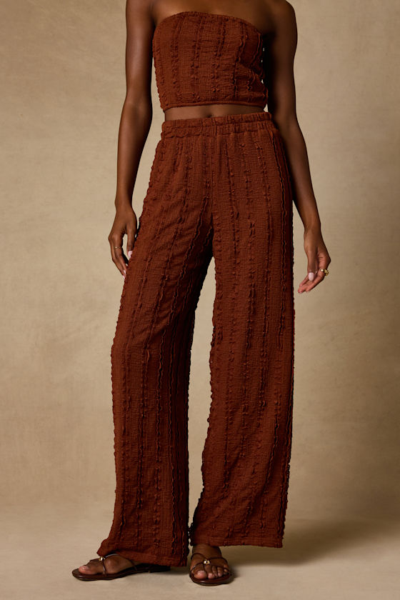 Shayne Rust Brown Textured Two-Piece Jumpsuit - thumbnail 4