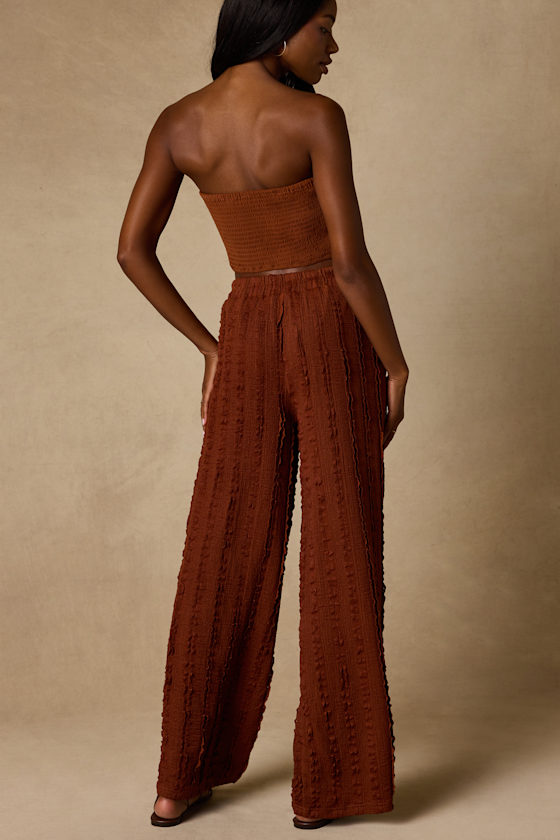 Shayne Rust Brown Textured Two-Piece Jumpsuit - thumbnail 5