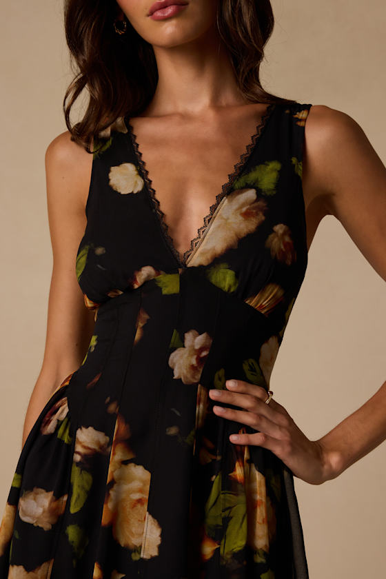 Kristen Black Floral Print Mini Dress - thumbnail 5