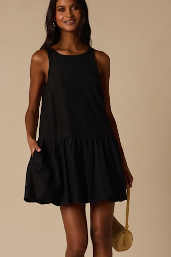 Idina Black Shift Drop Waist Mini Dress 1