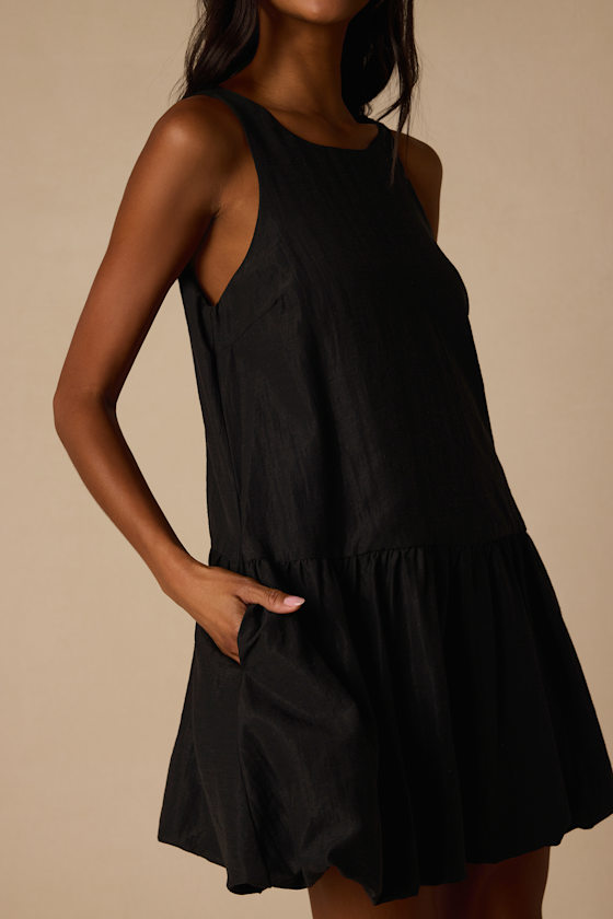Idina Black Shift Drop Waist Mini Dress 2