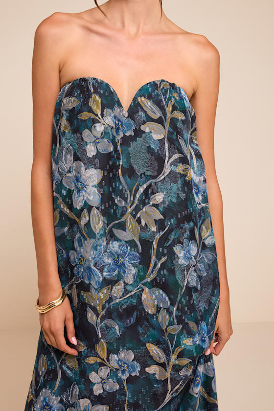 Carlotta Blue Floral Chiffon Maxi Dress - thumbnail 5