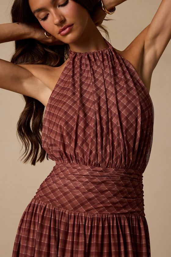 Ryland Red Plaid Midi Dress - thumbnail 3