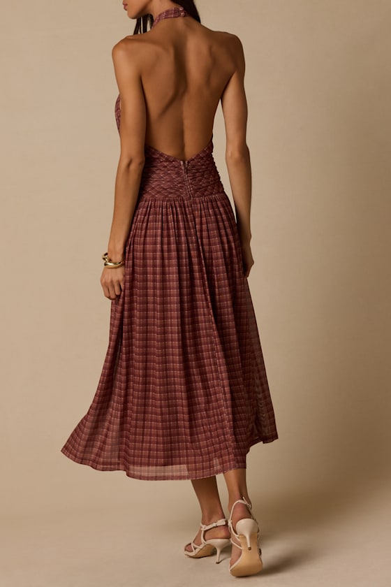 Ryland Red Plaid Midi Dress - thumbnail 2